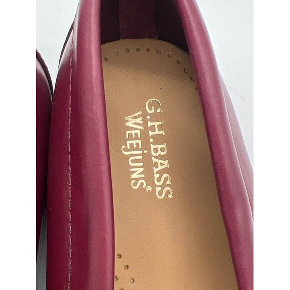 G.H. Bass Weejuns Burgundy Leather Womens Loafers Size 6M With Gold Bit Detail - Picture 8 of 13